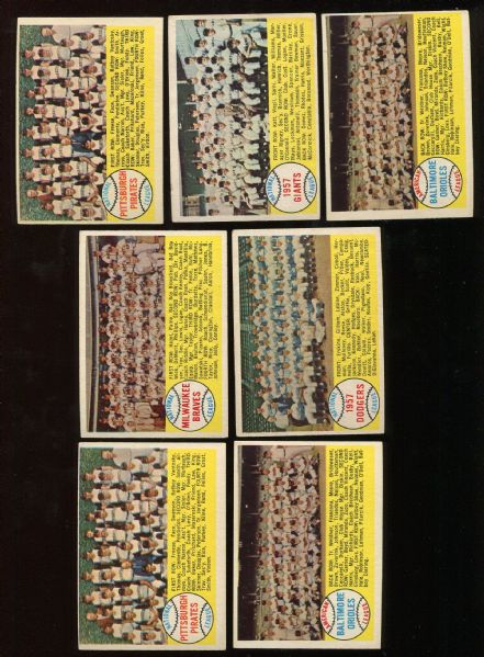 1958 Topps Lot of 7 Different Team Cards