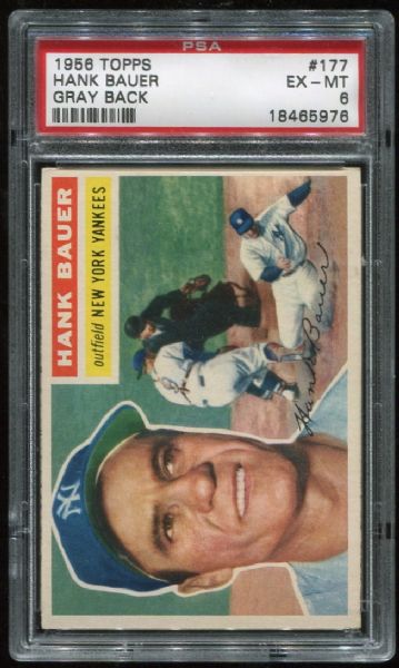 1956 Topps #177 Hank Bauer Gray Back PSA 6