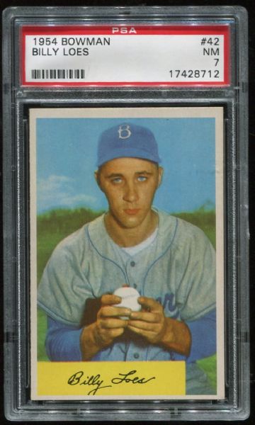 1954 Bowman #42 Billy Loes PSA 7