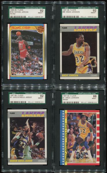 1987-1989 Fleer Lot of 4 Different SGC Graded Stars with Jordan