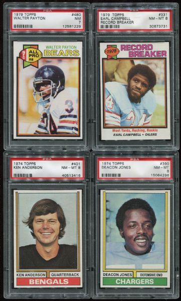 1974 & 1979 Topps Lot of 4 PSA Graded Stars with Payton