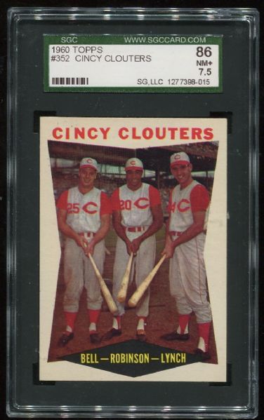 1960 Topps #352 Cincy Clouter with Frank Robinson SGC 86