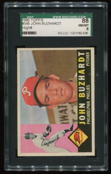 1960 Topps #549 John Buzzhardt High Number SGC 88