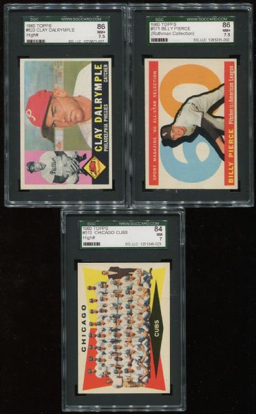 1960 Topps Lot of 5 Different High Numbers SGC 84 & 86