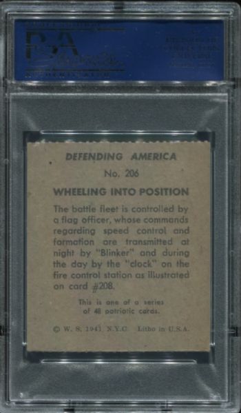 1941 R40 Defending America #206 Wheeling Into Position PSA 8 - Pop 2