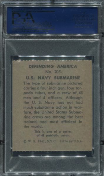 1941 R40 Defending America #205 US Navy Submarine PSA 7