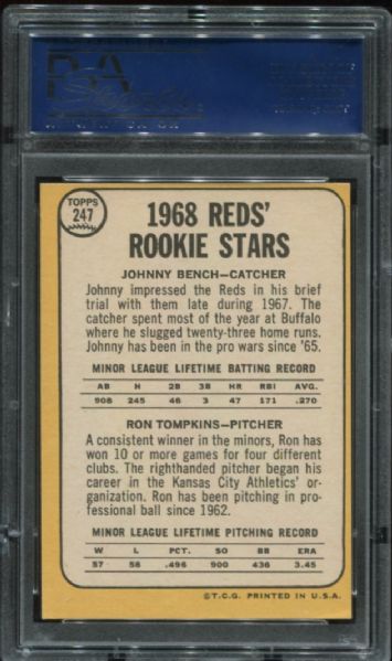 1968 Topps #247 Johnny Bench Rookie PSA 5