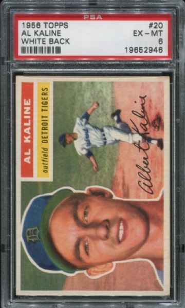 1956 Topps #20 Al Kaline White Back PSA 6