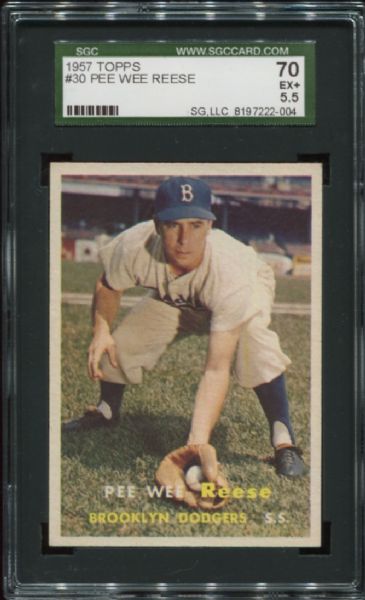 1957 Topps #30 Pee Wee Reese SGC 70