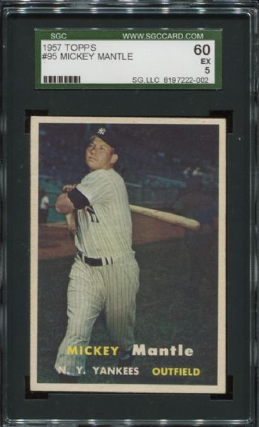 1957 Topps #95 Mickey Mantle SGC 60