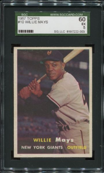 1957 Topps #10 Willie Mays SGC 60