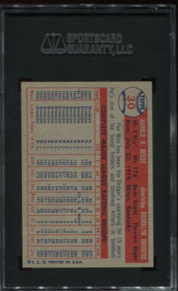 1957 Topps #30 Pee Wee Reese SGC 70