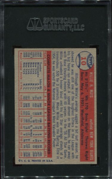 1957 Topps #10 Willie Mays SGC 60