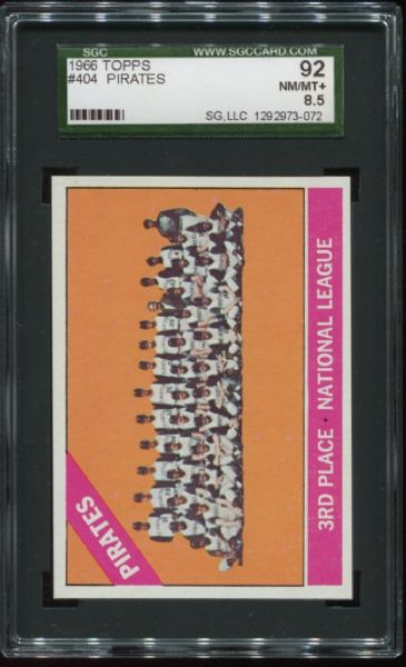 1966 Topps #404 Pirates Team SGC 92