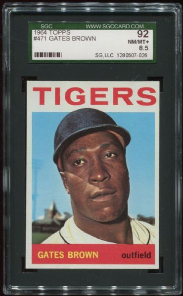 1964 Topps #471 Gates Brown SGC 92