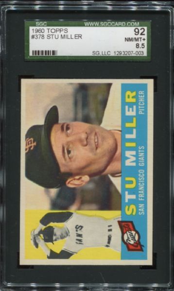 1960 Topps #378 Stu Miller SGC 92