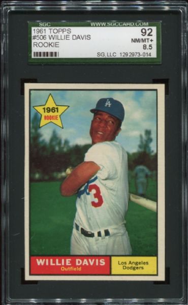 1961 Topps #506 Willie Davis Rookie SGC 92