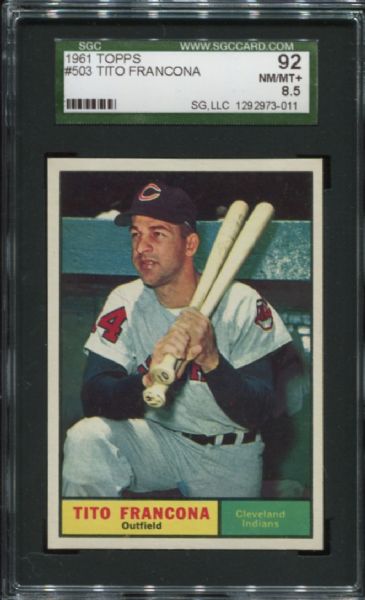 1961 Topps #503 Tito Francona SGC 92