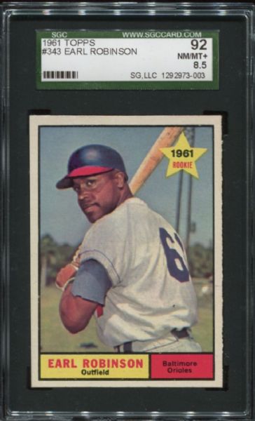 1961 Topps #343 Earl Robinson SGC 92