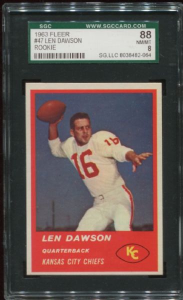 1963 Fleer #47 Len Dawson Rookie SGC 88