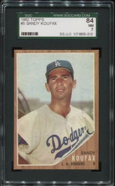 1962 Topps #5 Sandy Koufax SGC 84