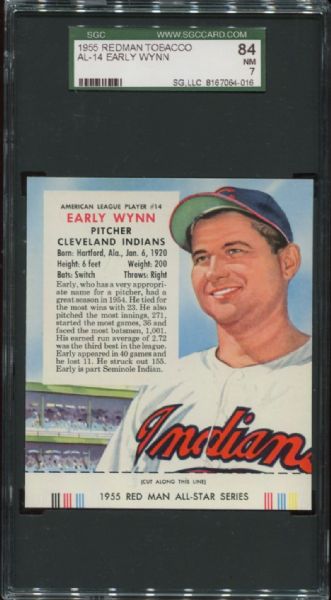 1955 Redman Tobacco AL-14 Early Wynn SGC 84