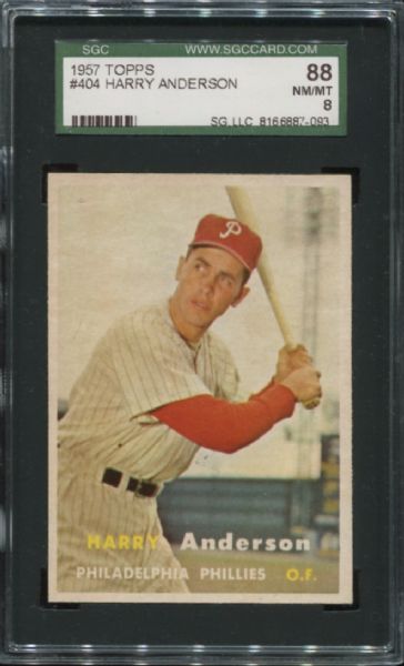 1957 Topps #404 Harry Anderson SGC 88