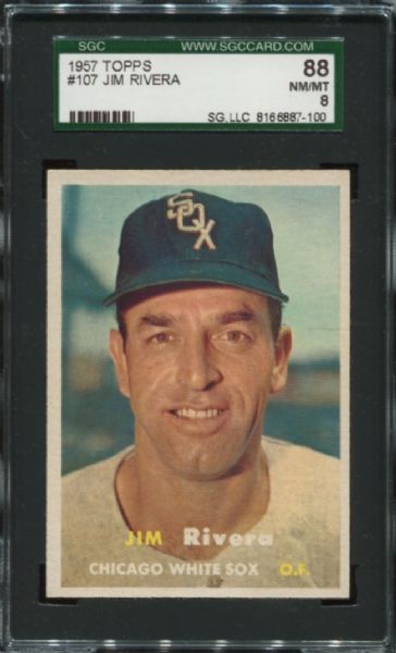 1957 Topps #107 Jim Rivera SGC 88