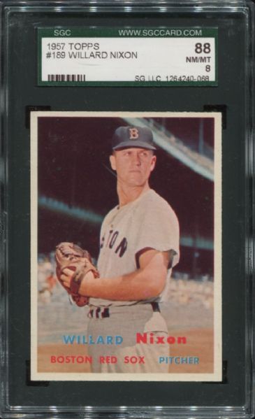 1957 Topps #189 Willard Nixon SGC 88