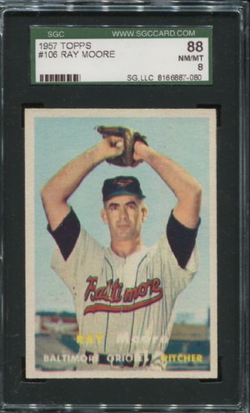 1957 Topps #106 Ray Moore SGC 88