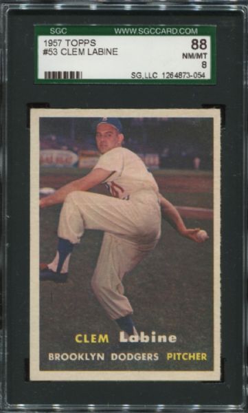 1957 Topps #53 Clem Labine SGC 88