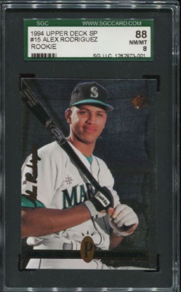 1994 Upper Deck SP #15 Alex Rodriguez Rookie SGC 88