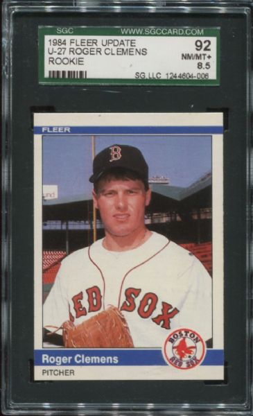 1984 Fleer Update #U27 Roger Clemens Rookie SGC 92