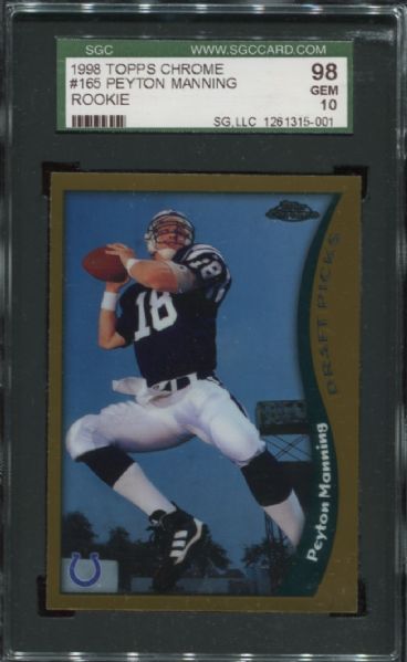 1998 Topps Chrome #165 Peyton Manning Rookie SGC 98