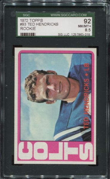 1972 Topps #93 Ted Hendricks Rookie SGC 92