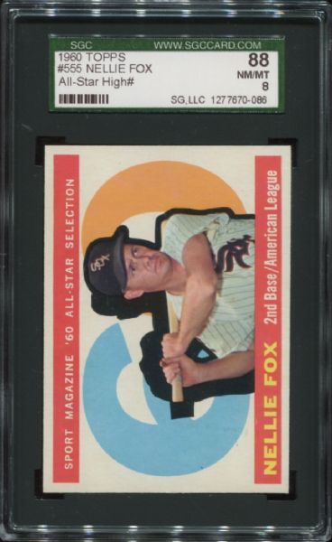 1960 Topps #555 Nellie Fox All Star High Number SGC 88