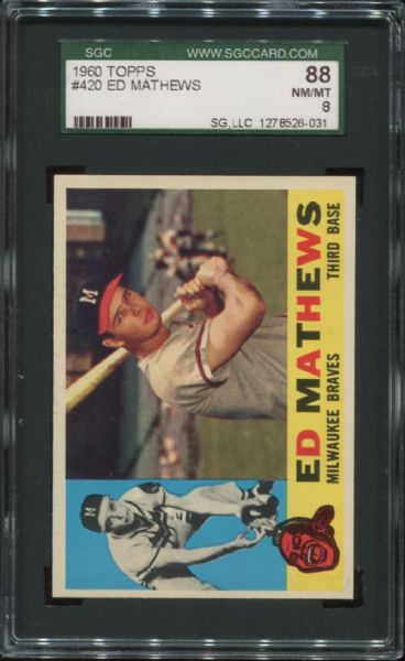 1960 Topps #420 Ed Mathews SGC 88