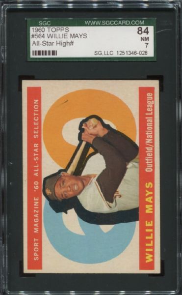 1960 Topps #564 Willie Mays All Star High Number SGC 84