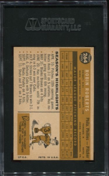 1960 Topps #264 Robin Roberts SGC 84