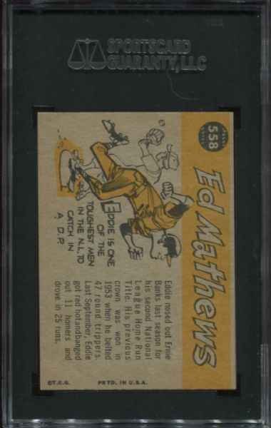 1960 Topps #558 Eddie Mathews All Star High Number SGC 86