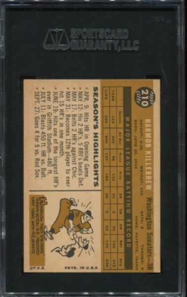 1960 Topps #210 Harmon Killebrew SGC 84