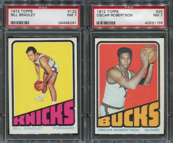 1972 Topps #25 Oscar Robertson & #122 Bill Bradley Lot of 2 PSA 7