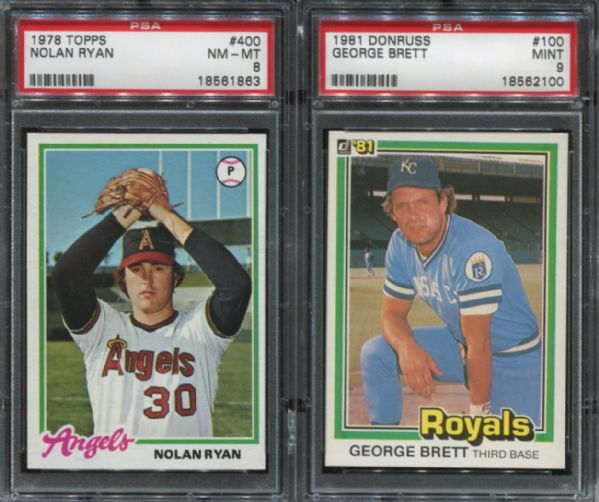 1978 Topps #400 Nolan Ryan & 1981 Donruss #100 George Brett PSA 9