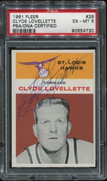 1961 Fleer #29 Clyde Lovellette PSA 6 Autographed PSA/DNA Authentic