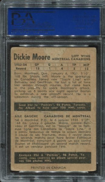 1953 Parkhurst #28 Dickie Moore Autographed PSA/DNA Authentic