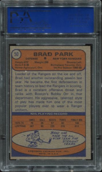 1974 Topps #50 Brad Park Autographed PSA/DNA Authentic