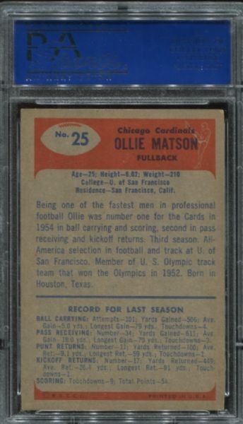 1955 Bowman #25 Ollie Matson Autographed PSA/DNA Authentic