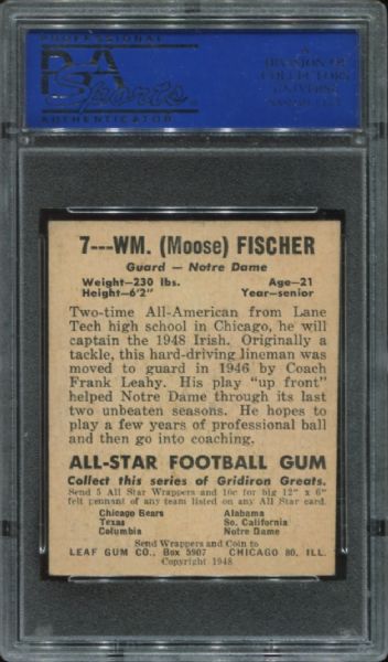 1948 Leaf #7 Bill Fischer PSA 5