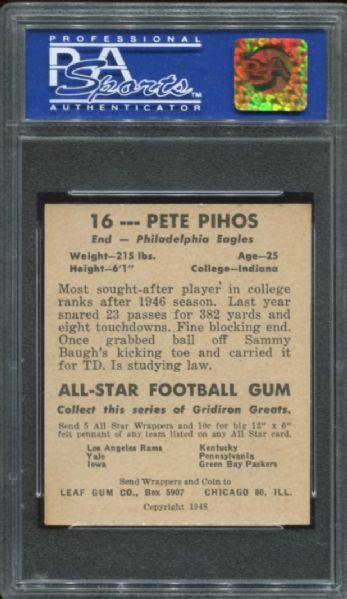 1948 Leaf #16 Pete Pihos Rookie PSA 7