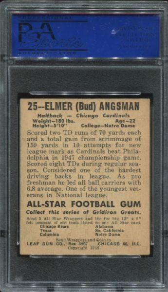 1948 Leaf #25 Elmer Angsman PSA 5